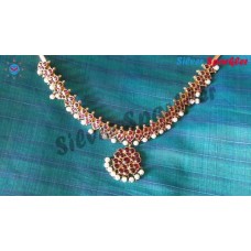Cute Temple jewellery, Heart shaped necklace with pearl hangings